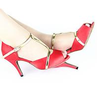Customizable Women\'s Dance Shoes Latin Satin Customized Heel Red