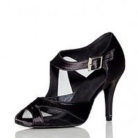 Customizable Women\'s Dance Shoes Latin / Jazz / Swing Shoes / Salsa / Samba Satin Customized Heel Black / Red