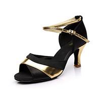 Customizable Women\'s Dance Shoes Latin/Salsa Satin Customized Heel Red/Silver/Gold