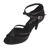 Customizable Women\'s Dance Shoes Latin/Ballroom Satin Customized Heel Purple/Red