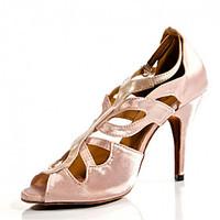 Customizable Women\'s Dance Shoes Latin / Jazz / Swing Shoes / Salsa / Samba Satin Customized Heel Black / Pink / Red