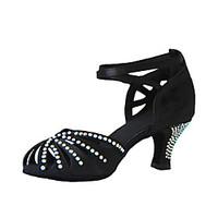Customizable Women\'s Dance Shoes Latin/Ballroom Satin Customized Heel Black