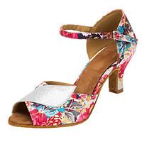 Customizable Women\'s Dance Shoes Satin / Sparkling Glitter Satin Latin / Salsa Sandals Customized Heel Indoor