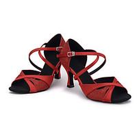 customizable womens dance shoes satin paillette latin sandals heels fl ...