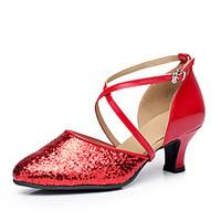 Customizable Women\'s Dance Shoes Paillette Modern Heels Customized Heel Outdoor Red Silver Black Gold