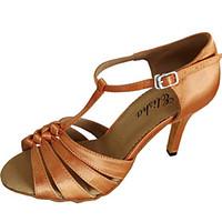 Customized Women\'s Latin Sandals Customized Heel Satin Dance Shoes