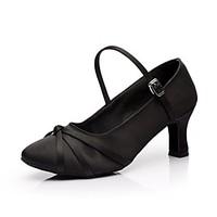 Customizable Women\'s Dance Shoes Modern Satin Customized Heel Black/Brown