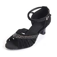 Customizable Women\'s Dance Shoes Suede Latin Heels Customized Heel Indoor Blue Black
