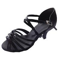 Customizable Women\'s Dance Shoes Latin/Ballroom Satin Customized Heel Black