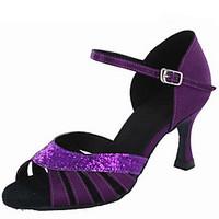 Customizable Women\'s Dance Shoes Satin Paillette Latin Ballroom Jazz Swing Shoes Salsa Sandals Customized Heels Practice