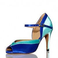 Customizable Women\'s Latin Salsa Dance Shoes Samba Satin Customized Heel Black / Blue / Brown / Yellow / Green / Pink