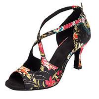 Customizable Women\'s Dance Shoes Satin Latin / Salsa Sandals / Heels Customized Heel Indoor / Performance Black