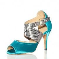 Customizable Women\'s Latin Ballroom Dance Shoes Jazz / Swing Shoes / Salsa / Samba Satin Black / Blue / Gold