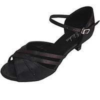 Customizable Women\'s Dance Shoes Latin Satin Customized Heel Black