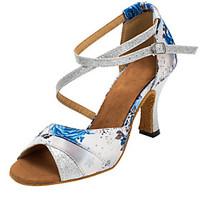 Customizable Women\'s Dance Shoes Satin / Sparkling Glitter Latin / Salsa Dancing Shoes Sandals Customized Heel