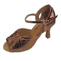 Customized Women\'s Snake Skin Upper Dance Shoe for Latin and Salsa