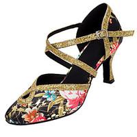 Customizable Women\'s Dance Shoes Satin / Paillette Latin / Modern Sandals / Heels Customized Heel Professional / Indoor