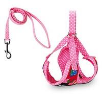 Cute Strawberry Dots Dog Harness with 120cm Leash Black Red Rose Pet Products