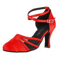 customizable womens dance shoes modern satin customized heel red