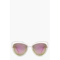 Cut Out Frame Cat Eye Sunglasses - brown