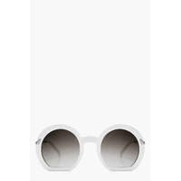 Cut Off Round Plastic Sunglasses - white