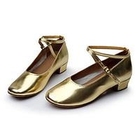 Customizable Women\'s Dance Shoes Leatherette Modern Flats Customized Heel Indoor Gold