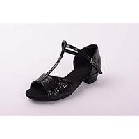 Customizable Kids\' Dance Shoes Leatherette Paillette Latin Salsa Sandals Low Heel Practice dance shoes Beginner Professional