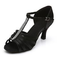 Customizable Women\'s Dance Shoes Satin Latin Sandals Customized Heel Indoor