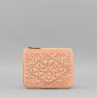 custard cream leather purse