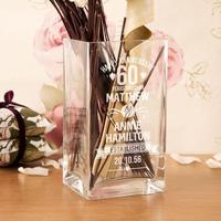 Customised 60th Wedding Anniversary Engraved Glass Vase