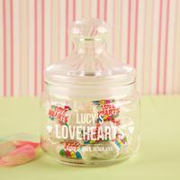 Customised Engraved Love Hearts Sweet Jar