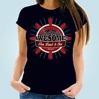 Customised Womens Captain Awesome Navy T-Shirt