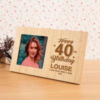 Customised 40th Birthday Wooden Photo Frame