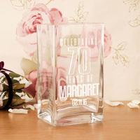Customised 70th Birthday Engraved Glass Vase