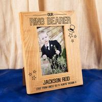 Customised Ring Bearer Oak Photo Frame: Top Hat