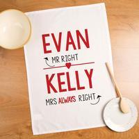 Customised Mr & Mrs Right Tea Towel