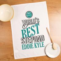 Customised Worlds Best Stepdad Tea Towel