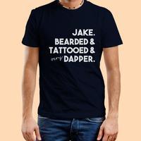 Customised Bearded & Tattooed Navy Hipster T-Shirt