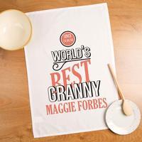 Customised Worlds Best Granny Printed Tea Towel