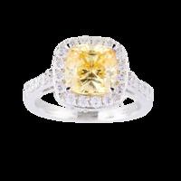 Cushion Cut Yellow Cubic Zirconia Ring in Sterling Silver