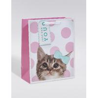 Cute Kitten Pink Spotted Medium Gift Bag