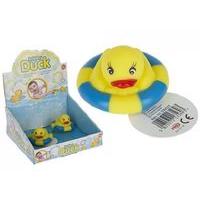 Cute Yellow Rubber Duck With Swimming Ring Bath Time Fun