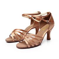 Customizable Women\'s Dance Shoes Latin/Salsa Satin Customized Heel Black/Brown/Silver/Gold/Leopard/Other