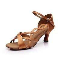 Customizable Women\'s Dance Shoes Latin Satin Customized Heel Black/Brown/Other