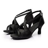 Customizable Women\'s Dance Shoes Latin/Salsa Satin Customized Heel Black/Brown/Red