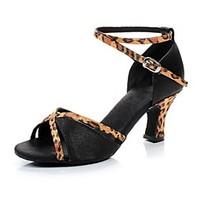 Customizable Women\'s Dance Shoes Latin/Salsa Satin Customized Heel Black/Blue/Brown/Red