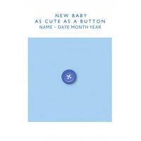 cute as a button baby boy personalised new baby card