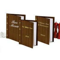 Custom Wood Effect Menu Cover A4 Mahogany (Set of 12)