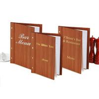 Custom Wood Effect Menu Cover A4 Cherry Wood (Set of 12)