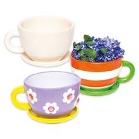 Cup & Saucer Ceramic Planters (Box of 2)